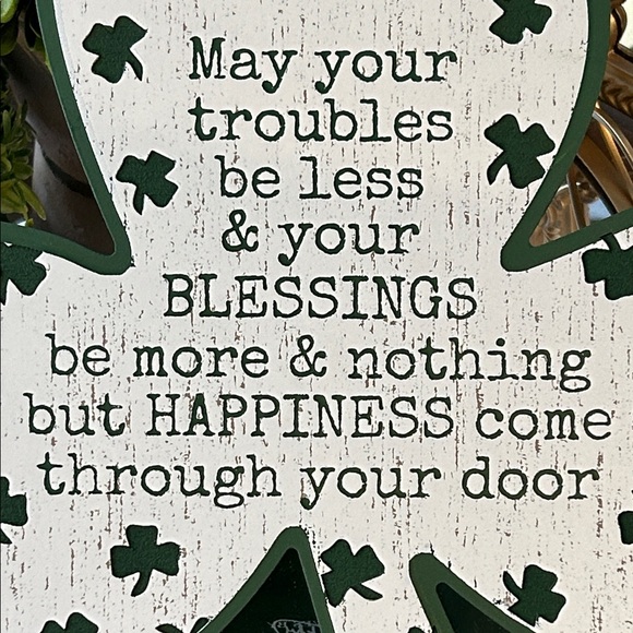 NEW! LARGE Lucky 🍀 Irish Shamrock Celtic Blessing Wood Hanging - Picture 2 of 4